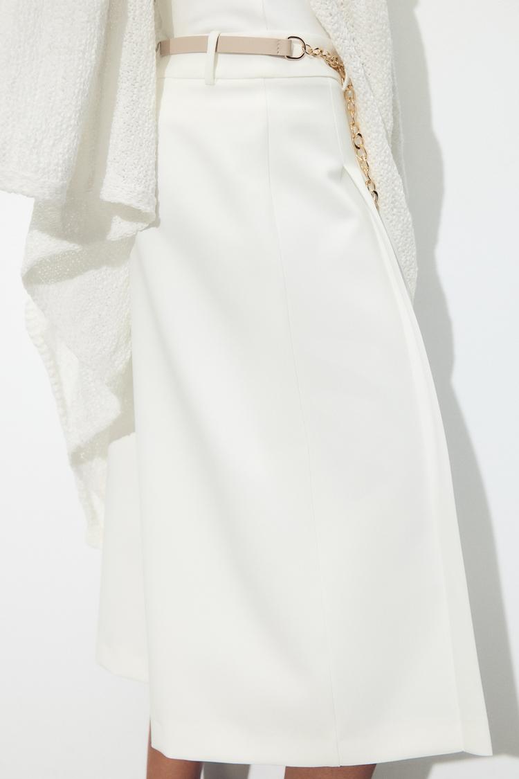 Long Pleated Bermuda Shorts with Belt