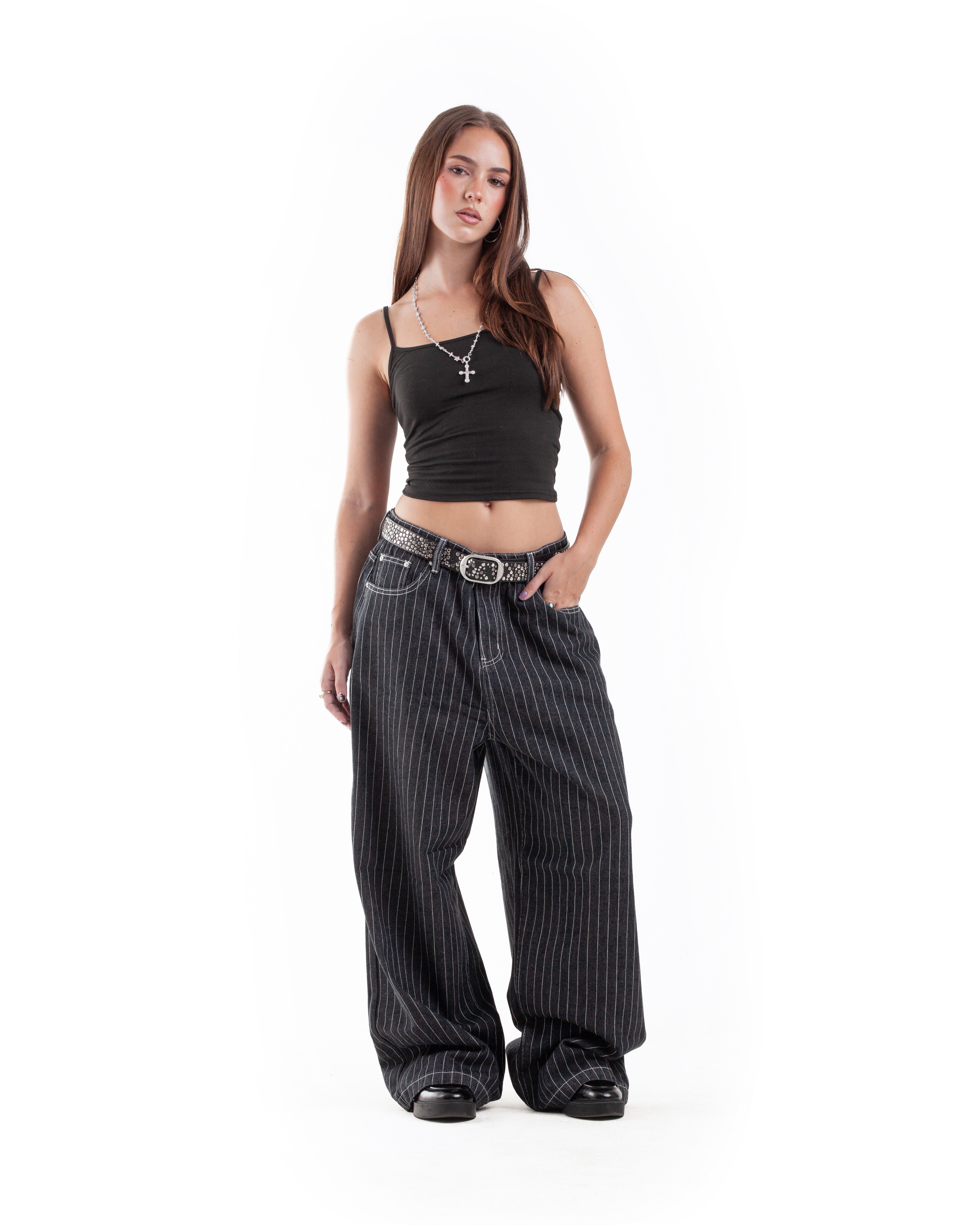 Black Pinstripe Denim