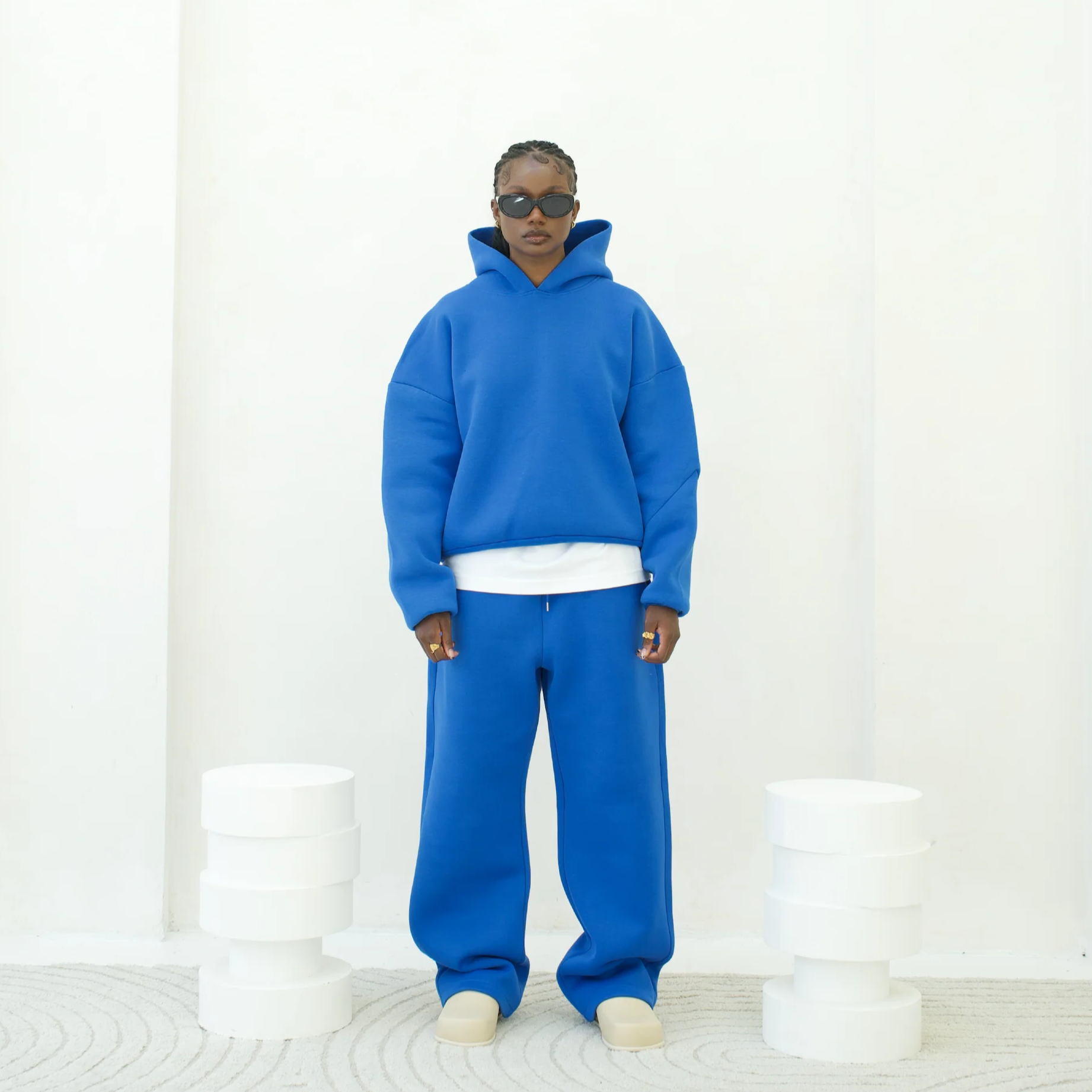 Monochrome Hoodie – Bright Blue